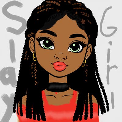 a realistic black girl with braids