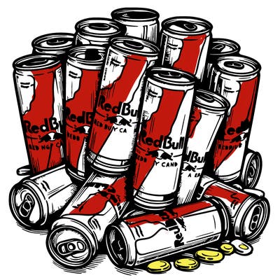 bunch of redbull cans