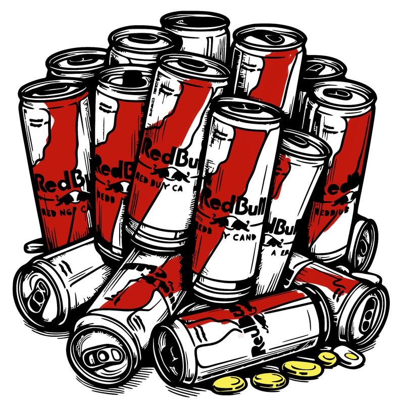 bunch of redbull cans