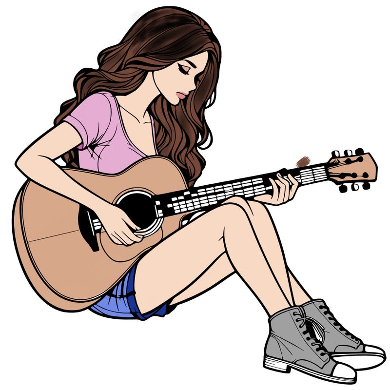 realistic woman play guitar