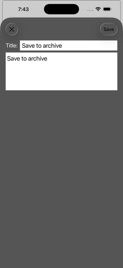 Talk For Me - Text to Speech - A screenshot of the Save to archive screen in the Talk For Me app