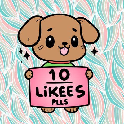 cute dog holding a sign saying 10 likes pls