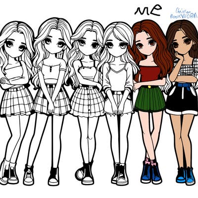 a group of girls realistic