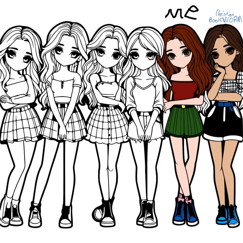a group of girls realistic
