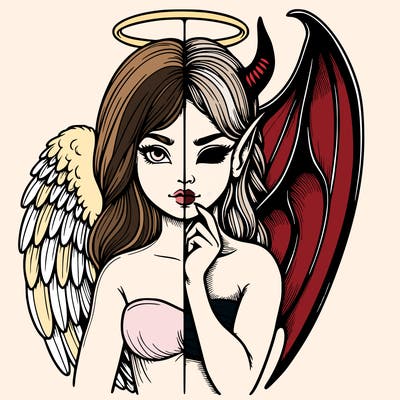 realistic angel half demon