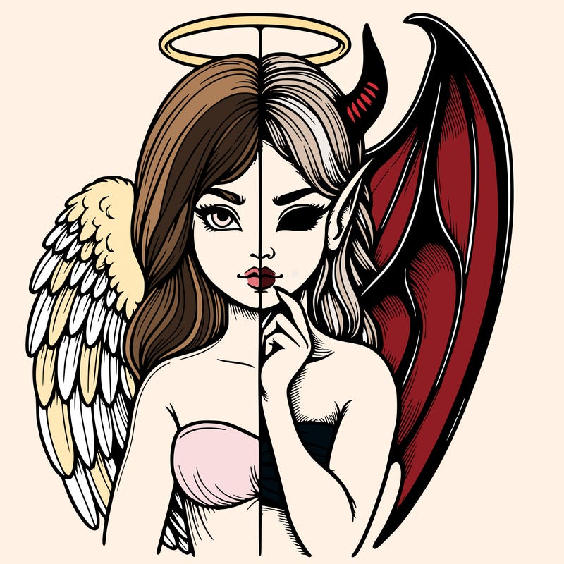 realistic angel half demon