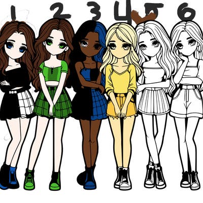 a group of girls realistic