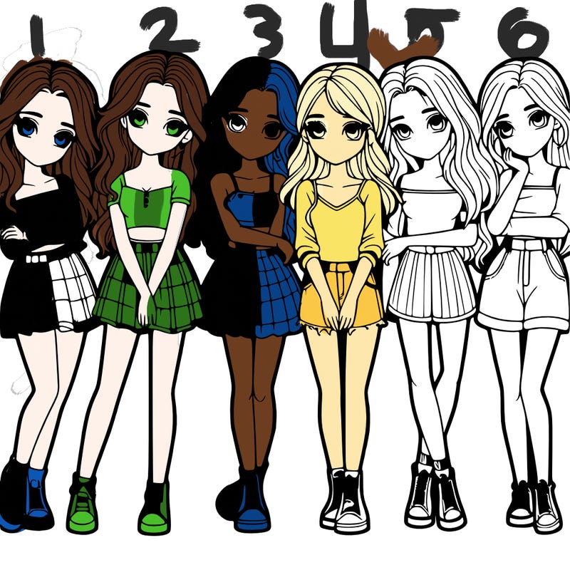 a group of girls realistic