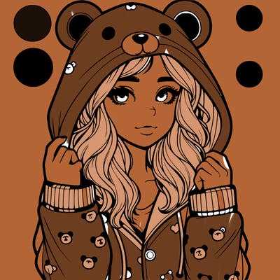 realistic girl in a animal pjs hoodie