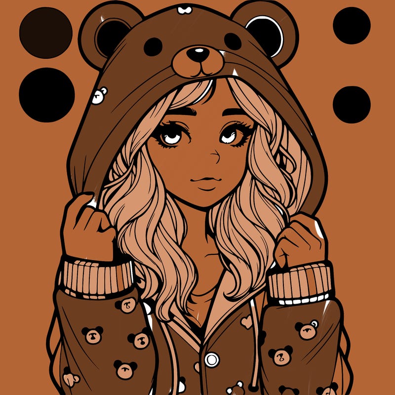 realistic girl in a animal pjs hoodie
