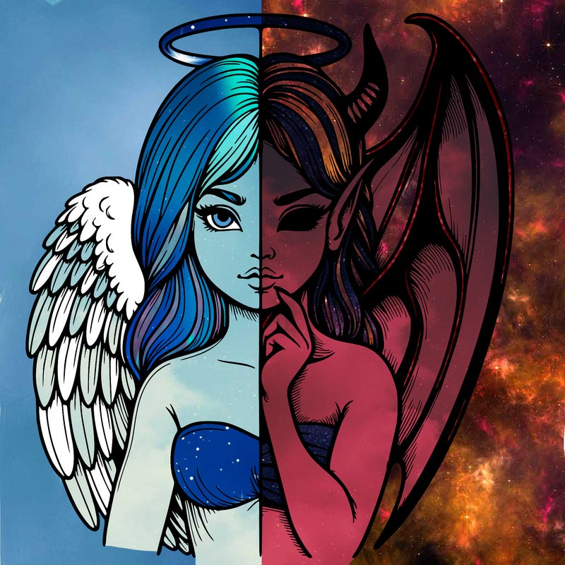 realistic angel half demon