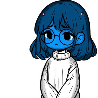 sad girl with glasses in a sweater