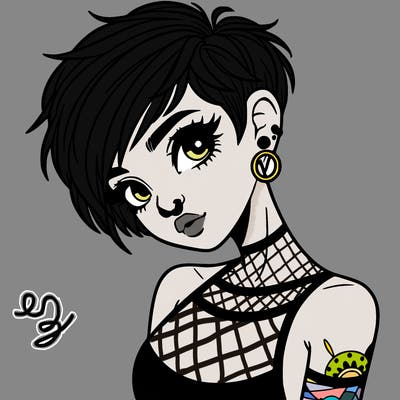 pixie cut woman with alternative style