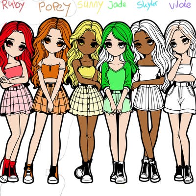 a group of girls realistic