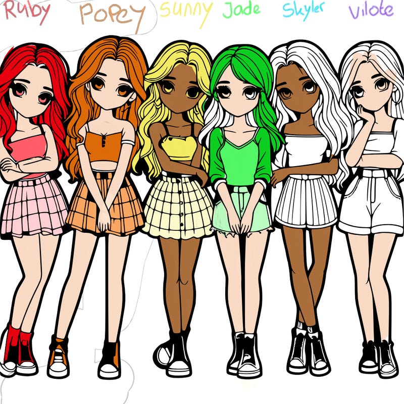 a group of girls realistic