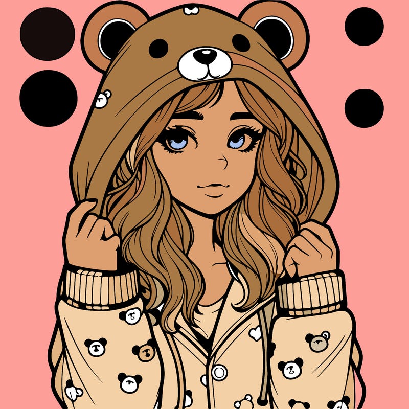realistic girl in a animal pjs hoodie