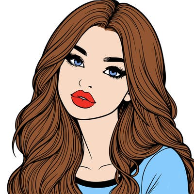 realistic girl with hair on her hair and lips