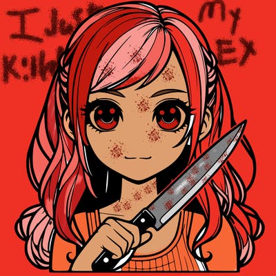 realistic girl holding a knife