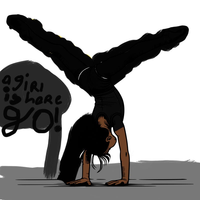 realistic gymnastic hand stand girl in four splits