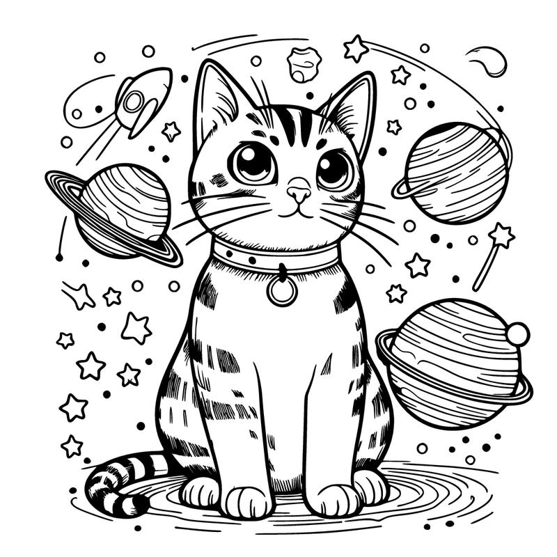realistic cat in space