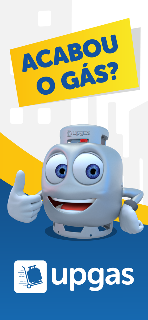 Upgas - Seu gás mais rápido - Upgas app mascot gas cylinder character giving a thumbs up