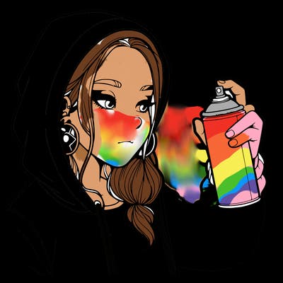 a realistic girl, spray painting