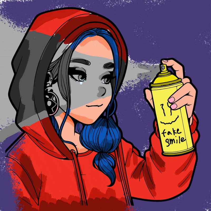 a realistic girl, spray painting