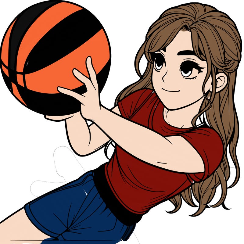 realistic girl playing basketball