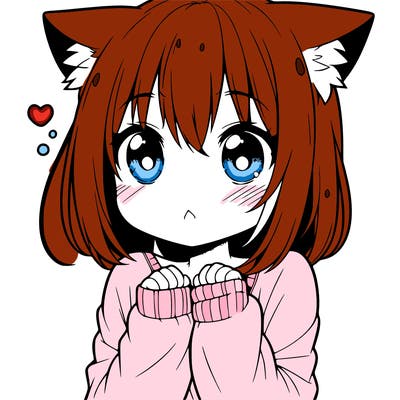 shy anime catgirl
