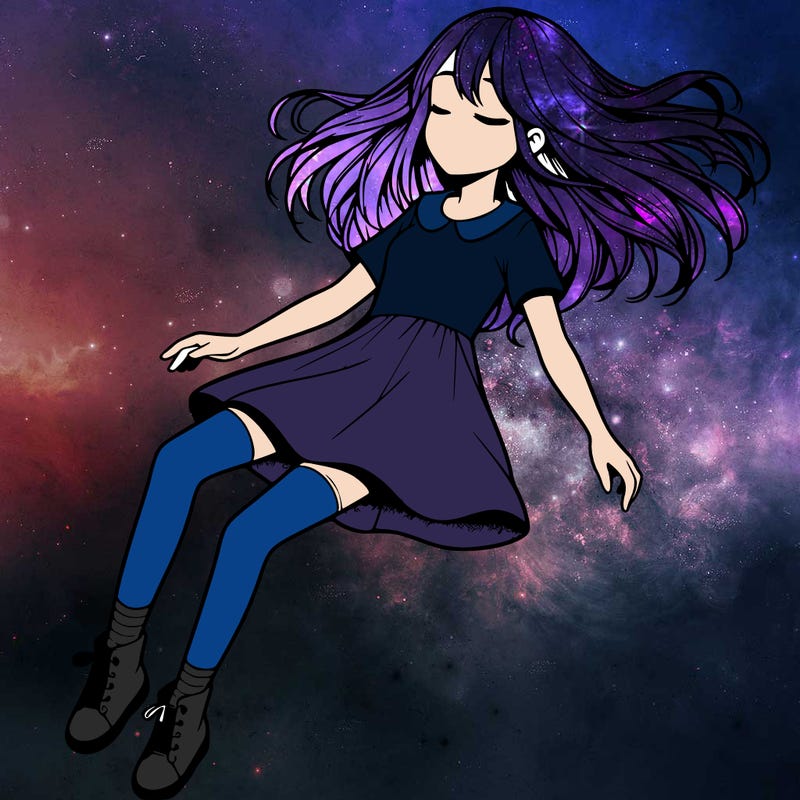 realistic girl floating