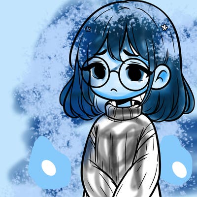 sad girl with glasses in a sweater