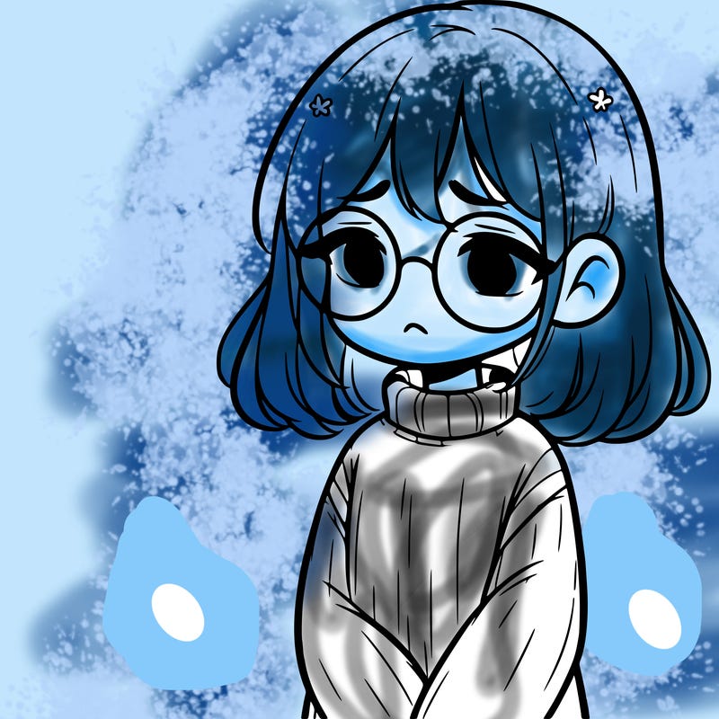 sad girl with glasses in a sweater