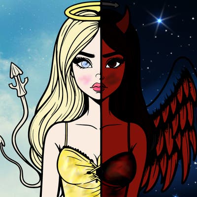 devil vs angel realistic girl