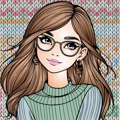 realistic girl with glasses