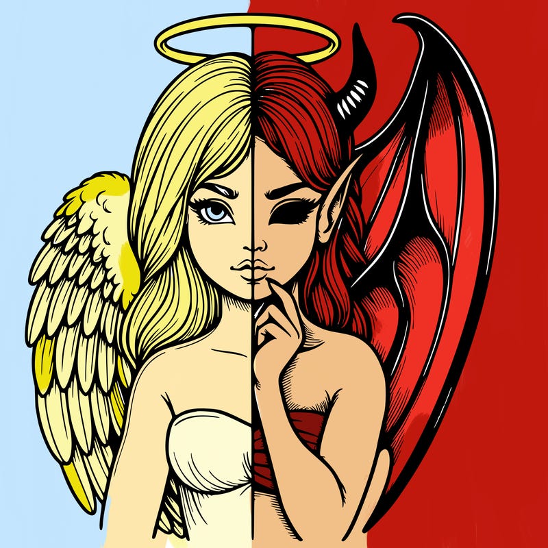 realistic angel half demon