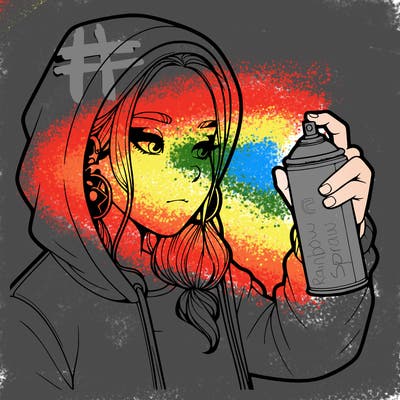 a realistic girl, spray painting