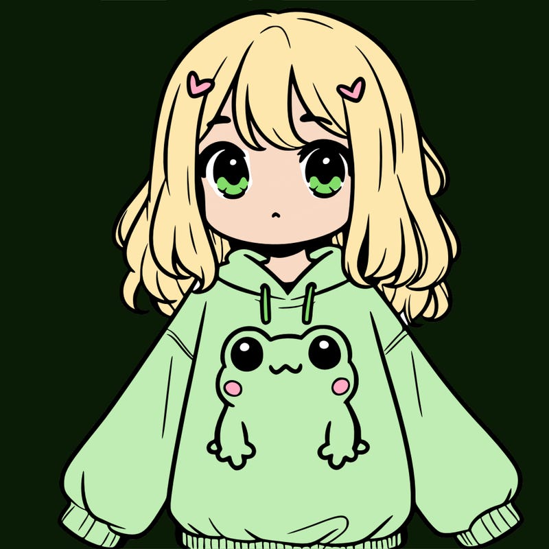 girl wearing frogging sweatshirt