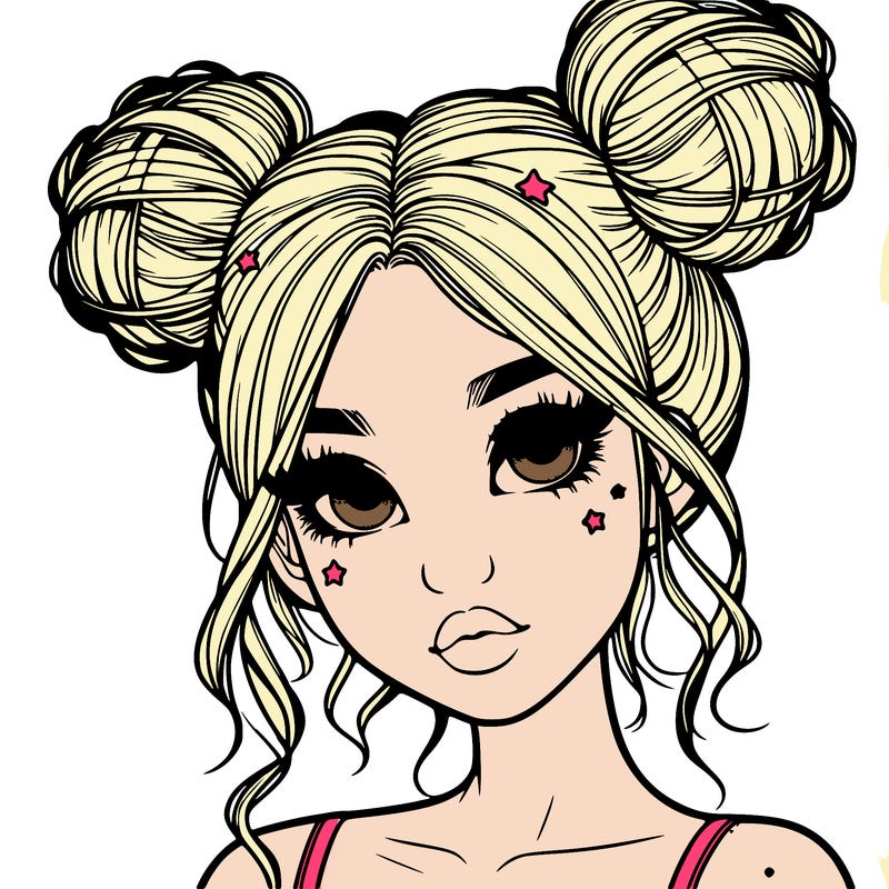 realistic girl with space buns