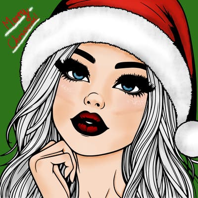 realistic christmas girl with lips