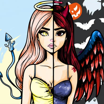 devil vs angel realistic girl