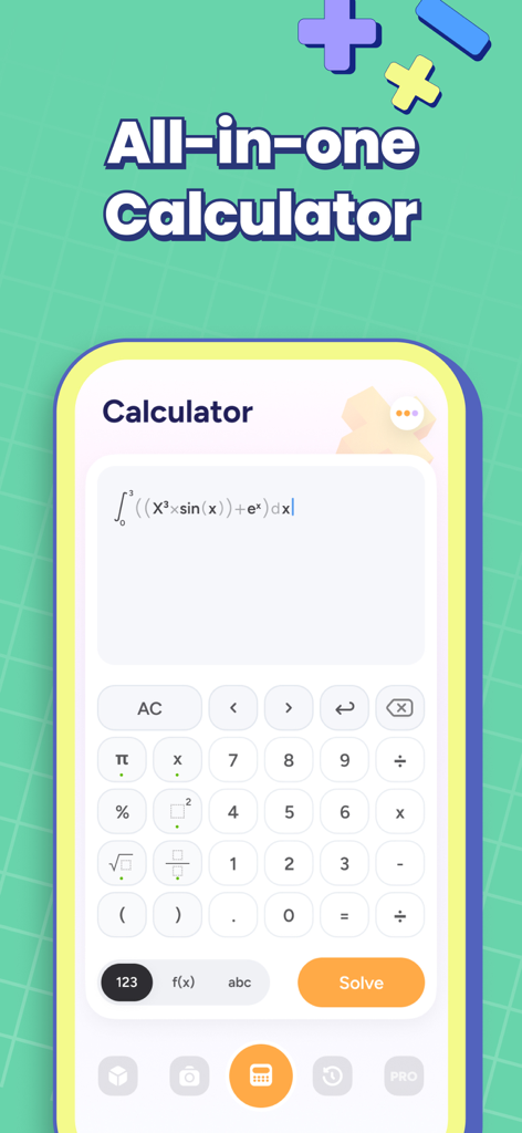 MathPro・AI Photo Math Solver - All-in-one scientific calculator interface in MathPro app for solving complex math equations