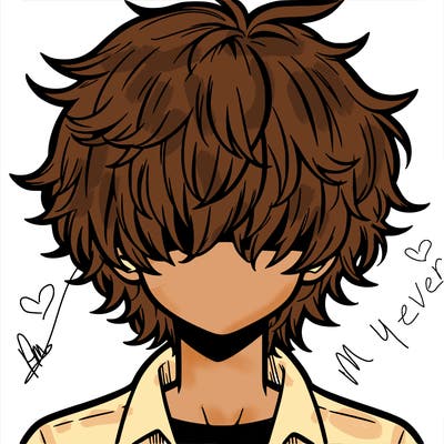 manga boy fluffy hair covering his eyes