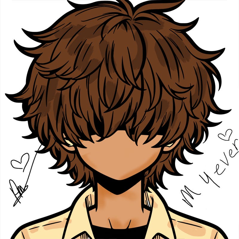 manga boy fluffy hair covering his eyes