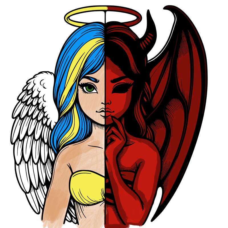 realistic angel half demon