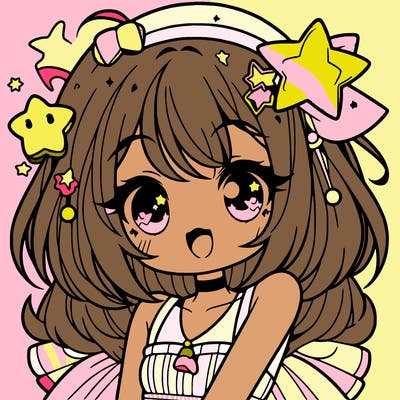 cute anime girl with star accessories