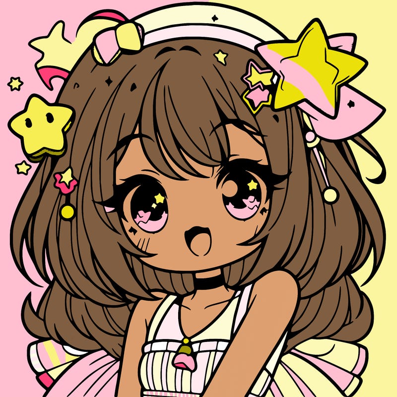 cute anime girl with star accessories