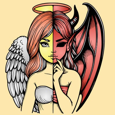 realistic angel half demon