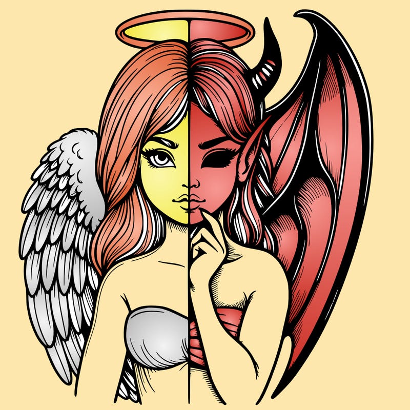realistic angel half demon