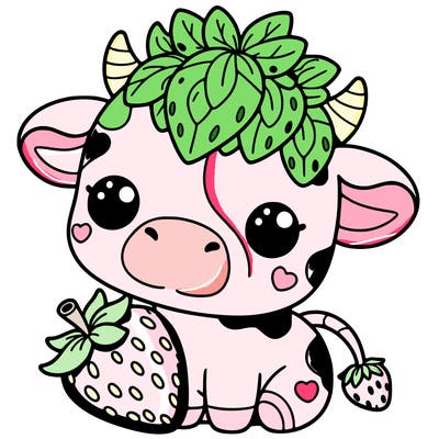 cute strawberry cow