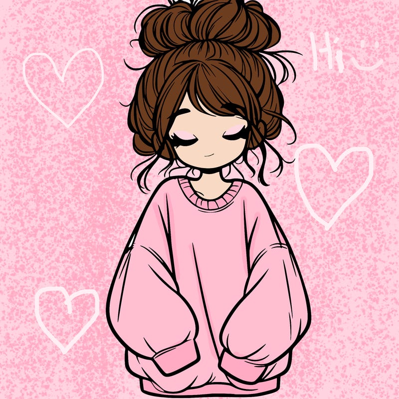 girl with baggy sweatshirt and messy bun